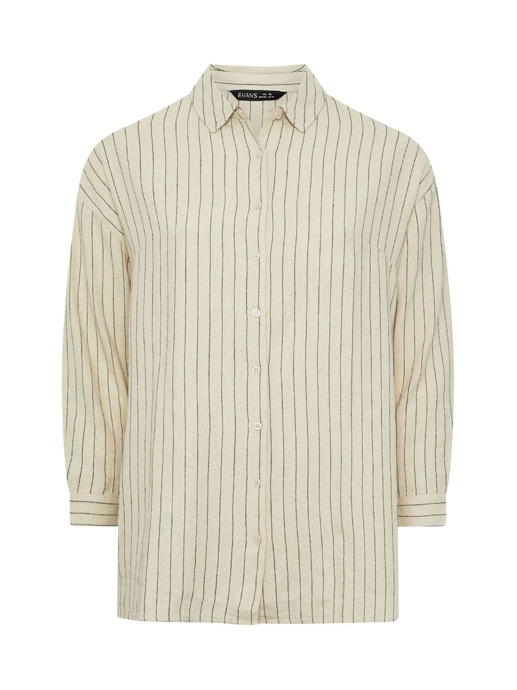 Evans Natural Linen Rich Stripe Shirt - Image 2 of 2