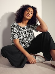 Evans Wide Leg Linen Rich Trousers - Image 2 of 6
