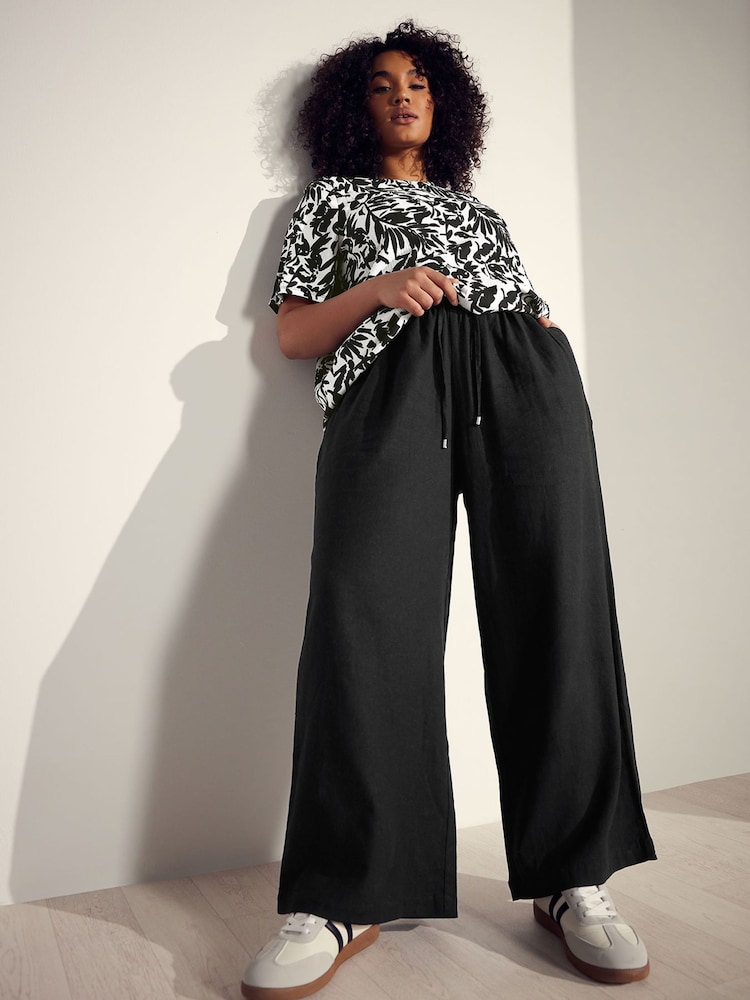 Evans Wide Leg Linen Rich Trousers - Image 3 of 6
