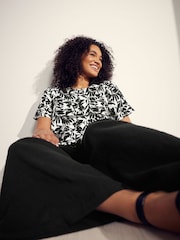 Evans Wide Leg Linen Rich Trousers - Image 4 of 6