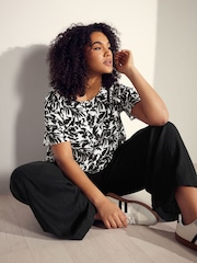 Evans Wide Leg Linen Rich Trousers - Image 5 of 6