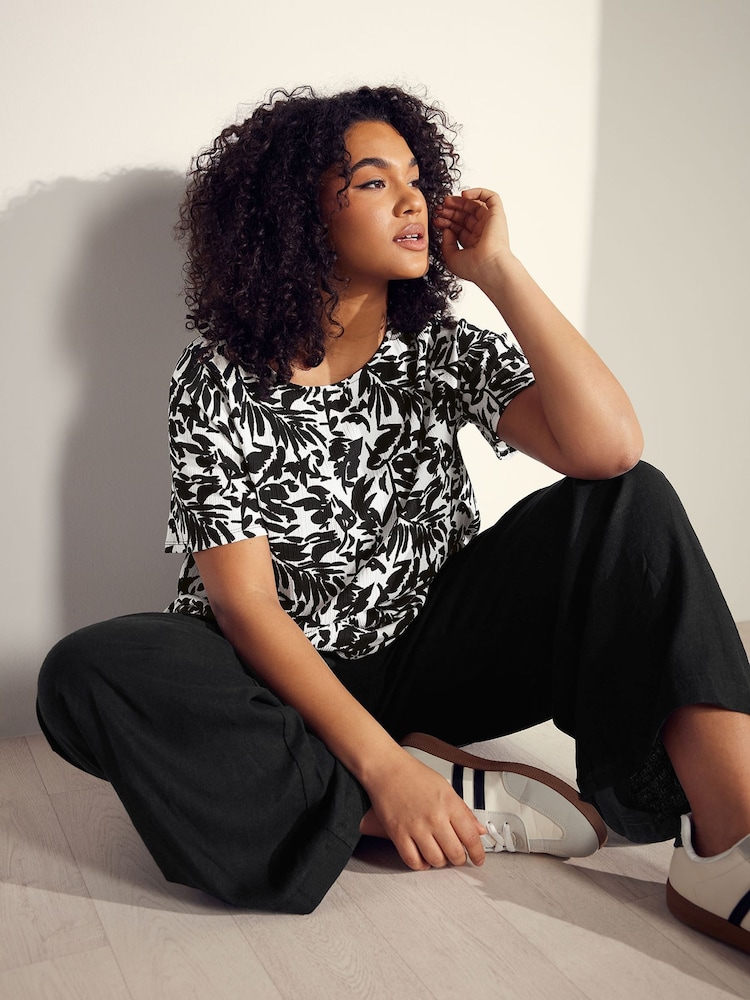 Evans Wide Leg Linen Rich Trousers - Image 5 of 6