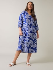 Evans Blue Swing Midaxi Dress - Image 1 of 5