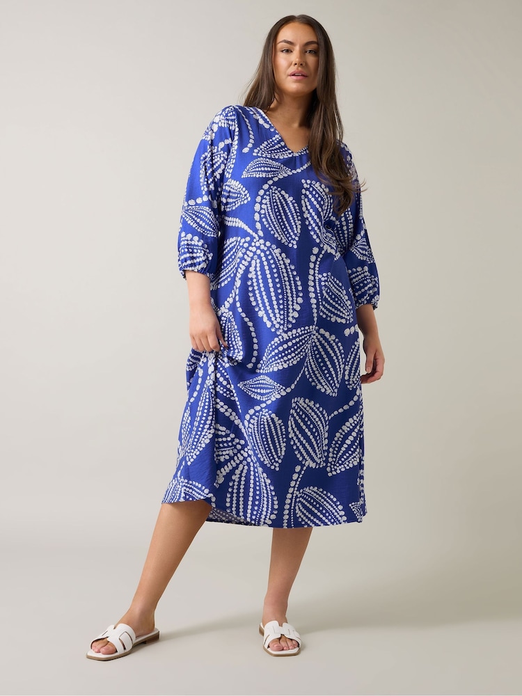 Evans Blue Swing Midaxi Dress - Image 1 of 5