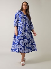Evans Blue Swing Midaxi Dress - Image 2 of 5