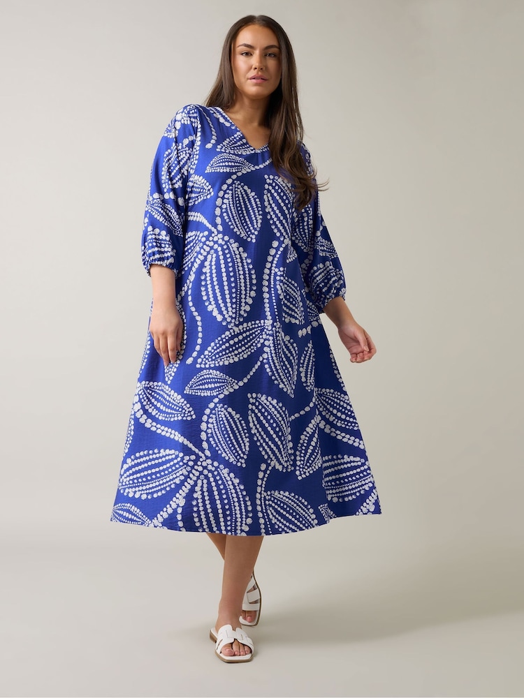 Evans Blue Swing Midaxi Dress - Image 2 of 5 Evans Blue Swing Midaxi Dress - Image 2 of 5