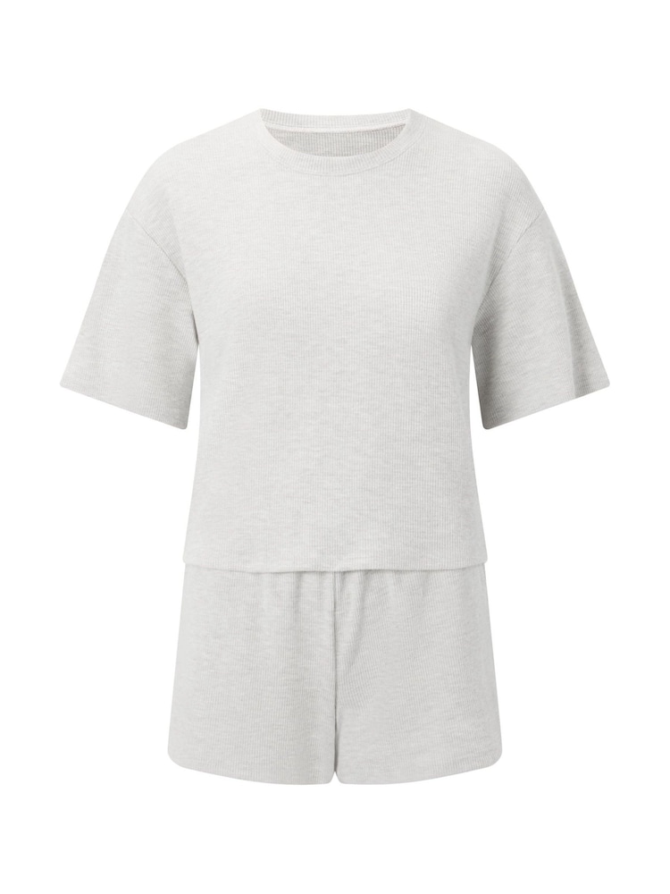 Серый - KBX Marl Naomi Waffle Shorts Set - Image 6 of 6