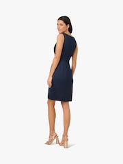 Adrianna Papell Blue Satin Crepe Drape Dress - Image 2 of 6