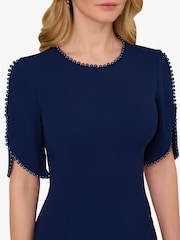 Adrianna Papell Blue Knit Crepe Pearl Midi Dress - Image 6 of 6