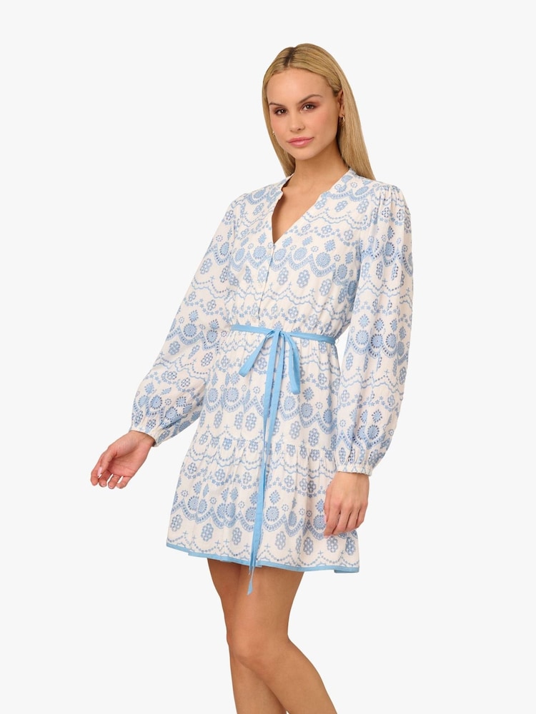 Adrianna by Adrianna Papell Flounce Hem Short White Dress - Image 1 of 6