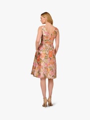 Adrianna Papell Pink Floral Jacquard Midi Dress - Image 2 of 6