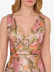 Adrianna Papell Pink Floral Jacquard Midi Dress - Image 6 of 6