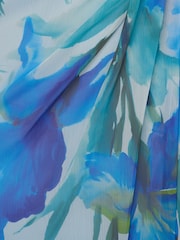 Adrianna Papell Blue Print Chiffon Long Dress - Image 3 of 6