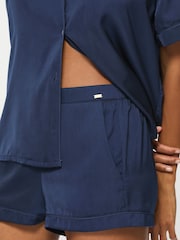 Blau - KBX Hattie Satin Revere Shirt and Shorts Set - Bild 6 von 7