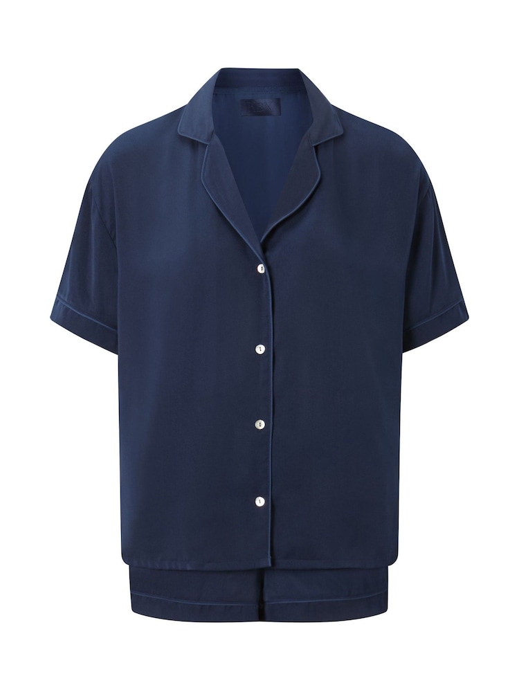 Blau - KBX Hattie Satin Revere Shirt and Shorts Set - Bild 7 von 7