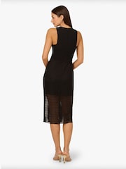 Adrianna by Adrianna Papell Shadow Stripe Midi Black Dress - Image 2 of 6
