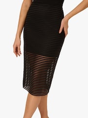 Adrianna by Adrianna Papell Shadow Stripe Midi Black Dress - Image 6 of 6