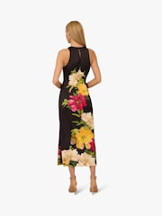 Adrianna by Adrianna Papell Printed Satin Midi Black Dress - Image 2 of 6