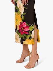 Adrianna by Adrianna Papell Printed Satin Midi Black Dress - Image 5 of 6