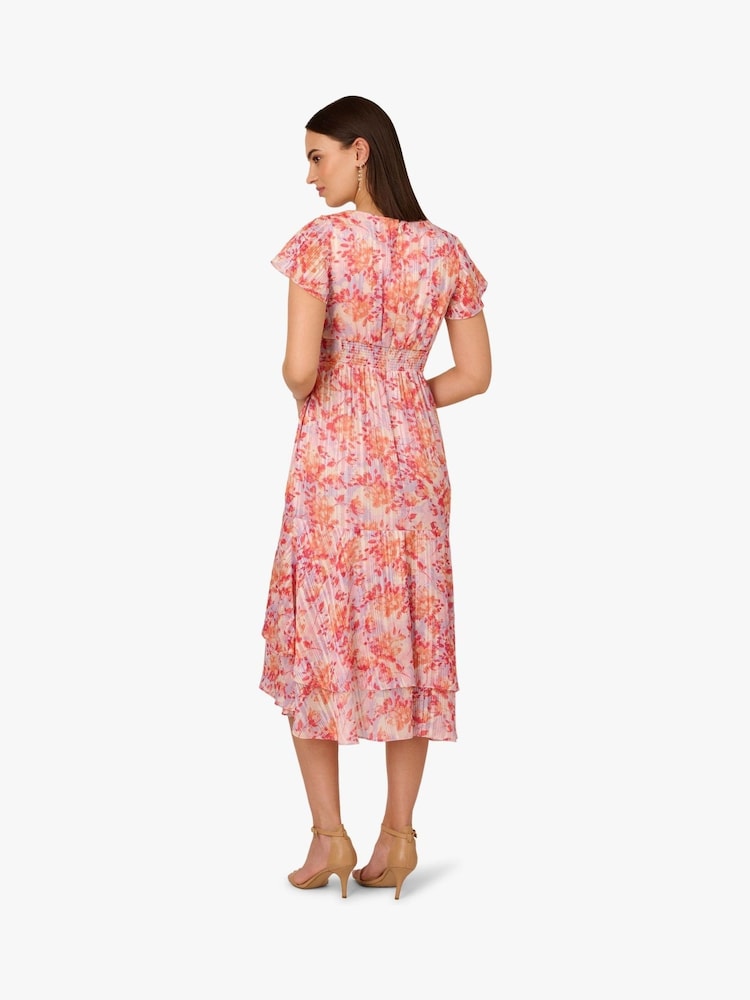 Adrianna Papell Pink Flounce Hem Satin Midi Dress - Image 2 of 6