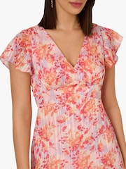 Adrianna Papell Pink Flounce Hem Satin Midi Dress - Image 4 of 6