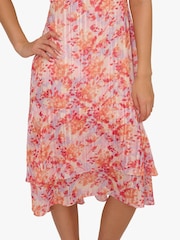Adrianna Papell Pink Flounce Hem Satin Midi Dress - Image 5 of 6