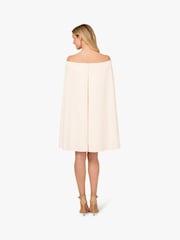 Adrianna Papell Off Shoulder Cape White Dress - Image 2 of 6
