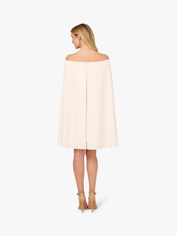 Adrianna Papell Off Shoulder Cape White Dress - Image 2 of 6