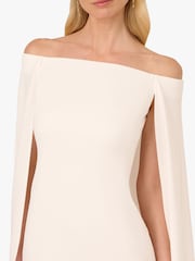 Adrianna Papell Off Shoulder Cape White Dress - Image 4 of 6