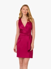 Adrianna Papell Pink Satin Crepe Drape Dress - Image 1 of 6