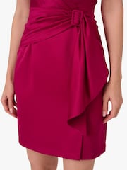 Adrianna Papell Pink Satin Crepe Drape Dress - Image 6 of 6
