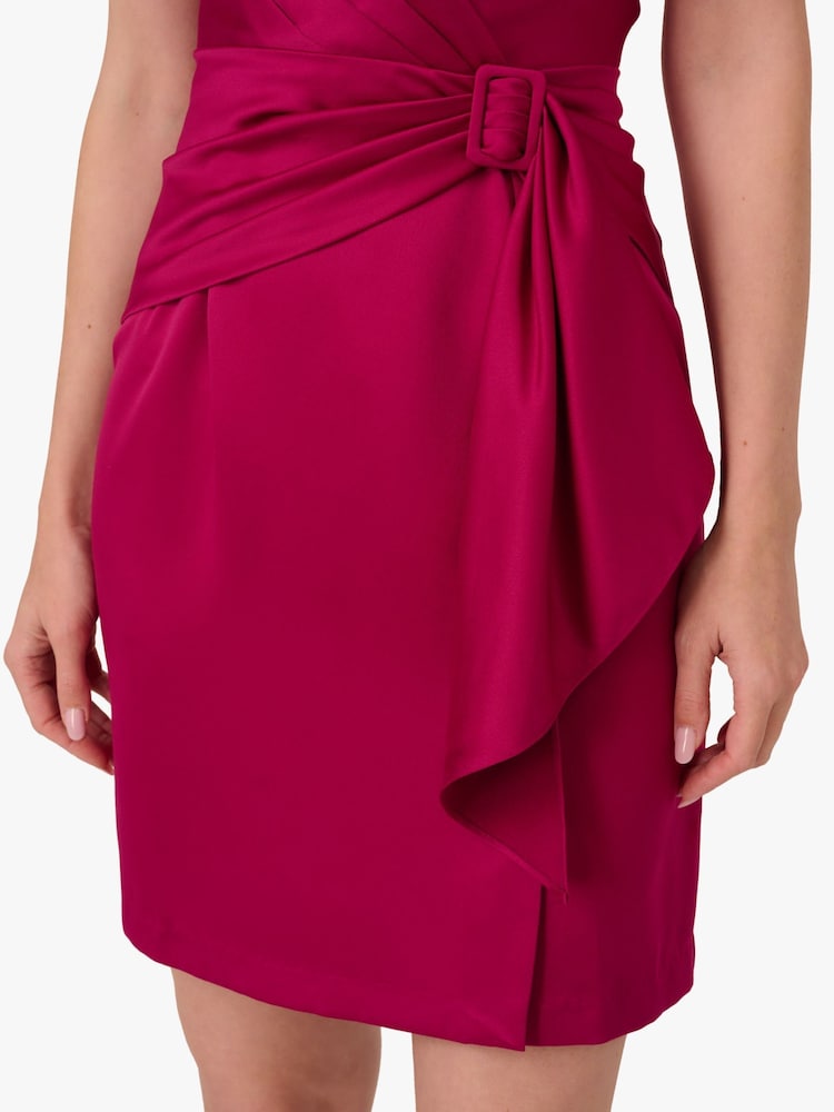 Adrianna Papell Pink Satin Crepe Drape Dress - Image 6 of 6