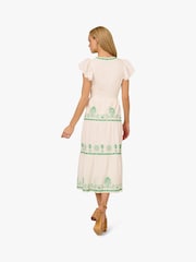 Adrianna by Adrianna Papell Smocked Waist Long White Dress - Image 2 of 6