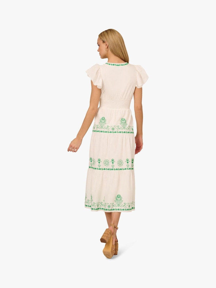 Adrianna by Adrianna Papell Smocked Waist Long White Dress - Image 2 of 6