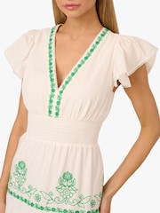 Adrianna by Adrianna Papell Smocked Waist Long White Dress - Image 4 of 6