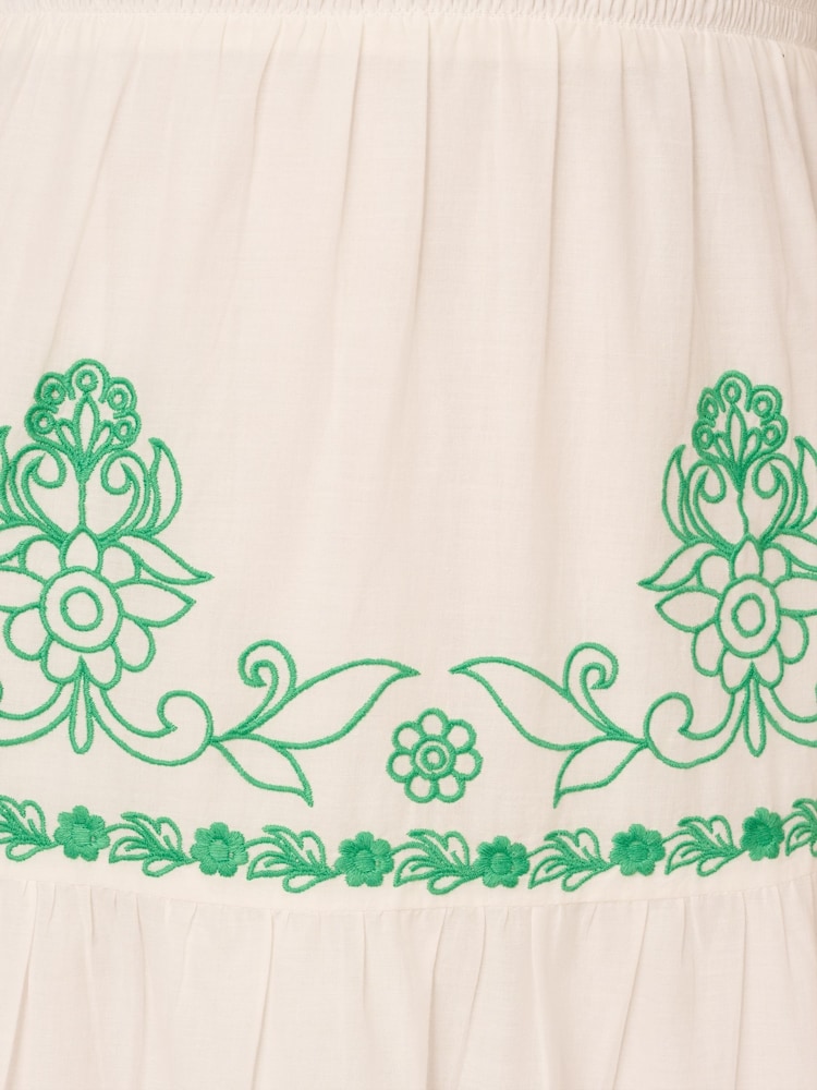 Adrianna by Adrianna Papell Smocked Waist Long White Dress - Image 6 of 6