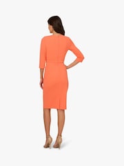 Adrianna Papell Orange Knit Crepe Tie Waist Sheath Dress - Image 2 of 6