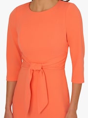 Adrianna Papell Orange Knit Crepe Tie Waist Sheath Dress - Image 4 of 6