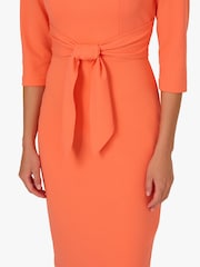 Adrianna Papell Orange Knit Crepe Tie Waist Sheath Dress - Image 5 of 6