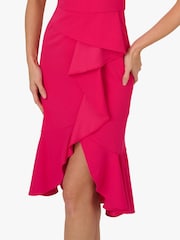 Adrianna Papell Pink Studio One Shoulder Crepe Midi Dress - Image 4 of 6