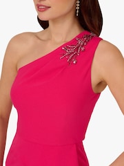 Adrianna Papell Pink Studio One Shoulder Crepe Midi Dress - Image 5 of 6