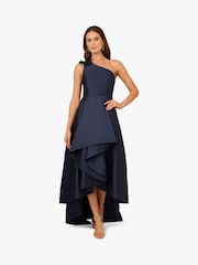 Adrianna Papell Blue Mikado High Low Gown - Image 1 of 6