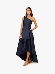 Adrianna Papell Blue Mikado High Low Gown - Image 3 of 6
