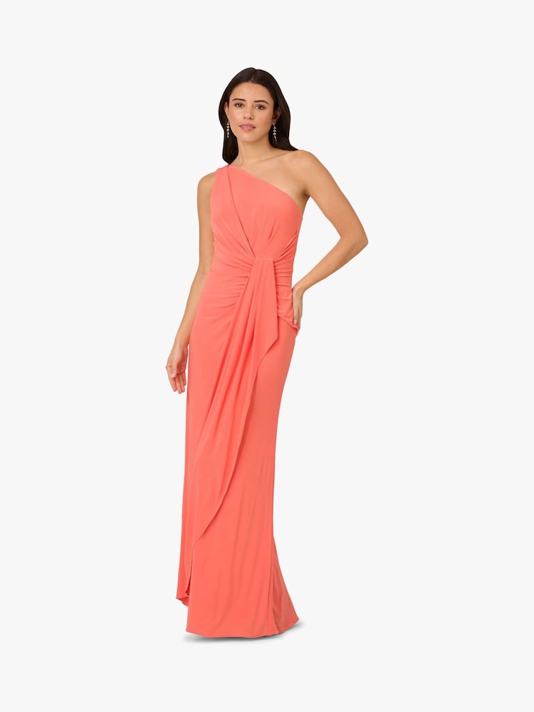 Adrianna Papell Orange One Shoulder Jersey Dress - Image 1 of 6