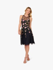 Adrianna Papell Black Bead Embroidery Dress - Image 4 of 6