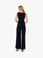Adrianna Papell Blue Jersey Draped Jumpsuit - Image 2 of 6