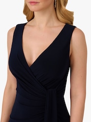 Adrianna Papell Blue Jersey Draped Jumpsuit - Image 4 of 6
