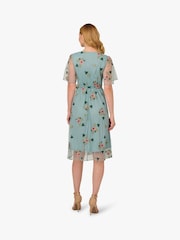 Adrianna Papell Grey Embroidered Surplice Midi Dress - Image 2 of 6