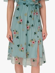 Adrianna Papell Grey Embroidered Surplice Midi Dress - Image 5 of 6