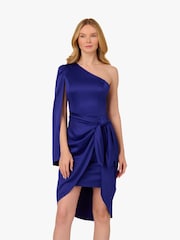 Adrianna Papell Blue Side Knot Draped Dress - Image 1 of 6